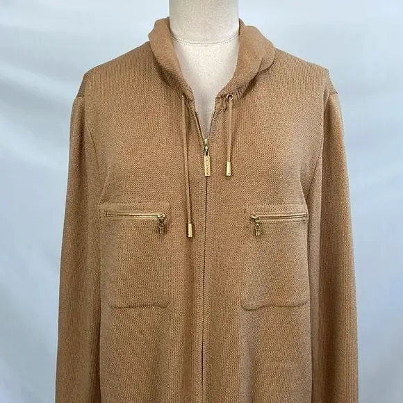 StJohnTan Knit with Zip Pockets Jacket