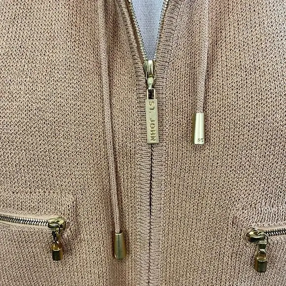 StJohnTan Knit with Zip Pockets Jacket