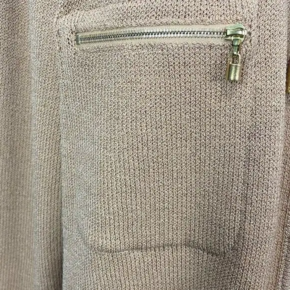 StJohnTan Knit with Zip Pockets Jacket