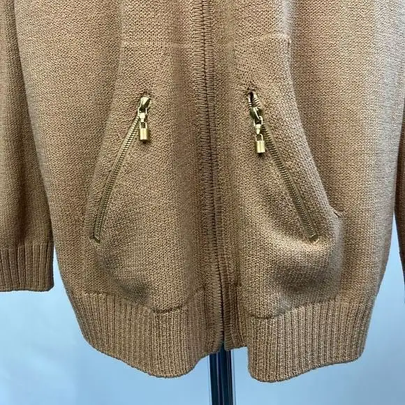 StJohnTan Knit with Zip Pockets Jacket