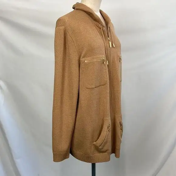 StJohnTan Knit with Zip Pockets Jacket