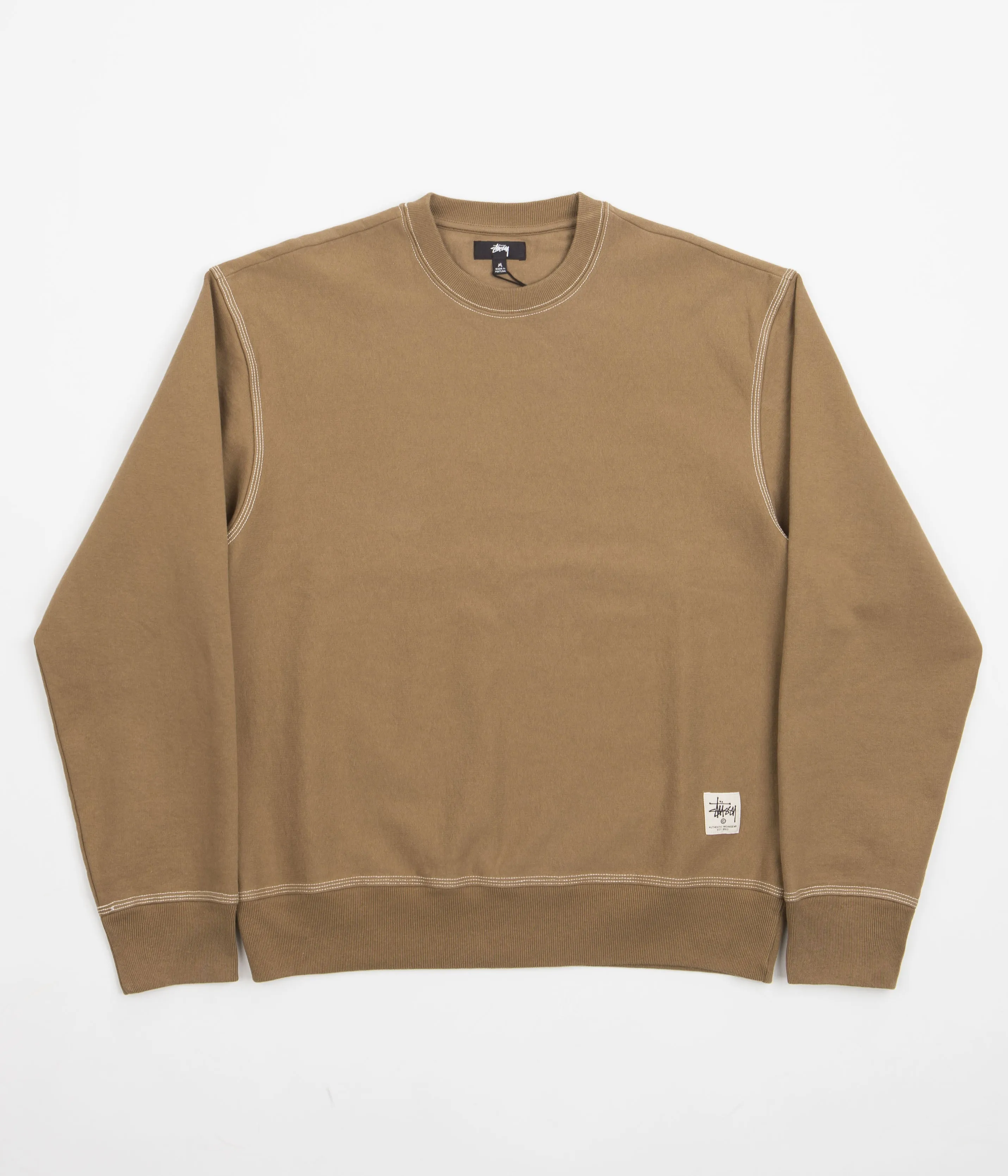 Stussy Contrast Stitch Label Crewneck Sweatshirt - Brown