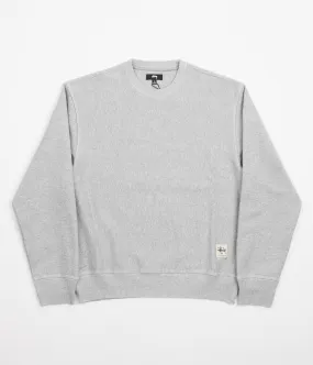 Stussy Contrast Stitch Label Crewneck Sweatshirt - Grey Heather