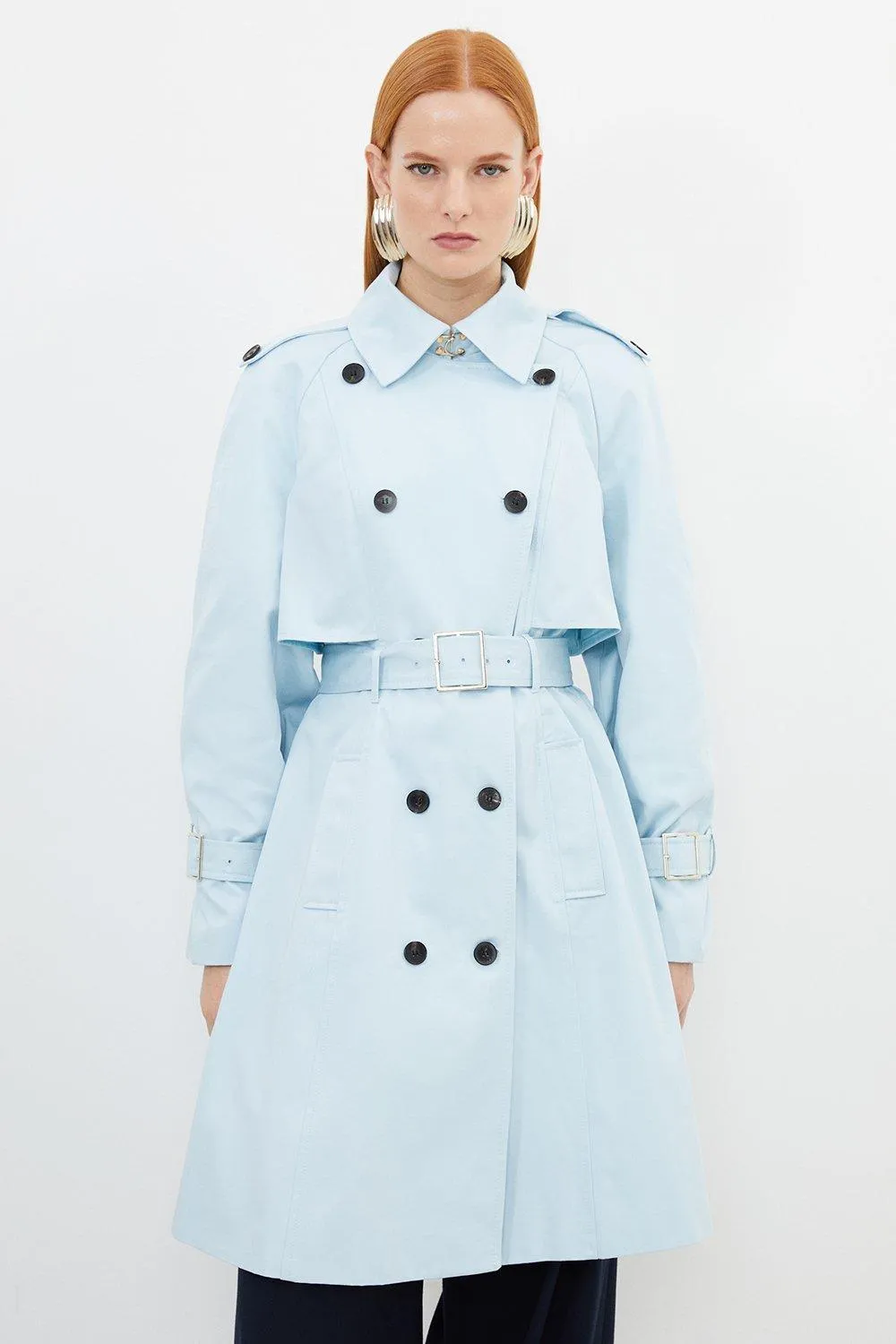 Tailored Full Skirt Midi Trench Coat | Karen Millen