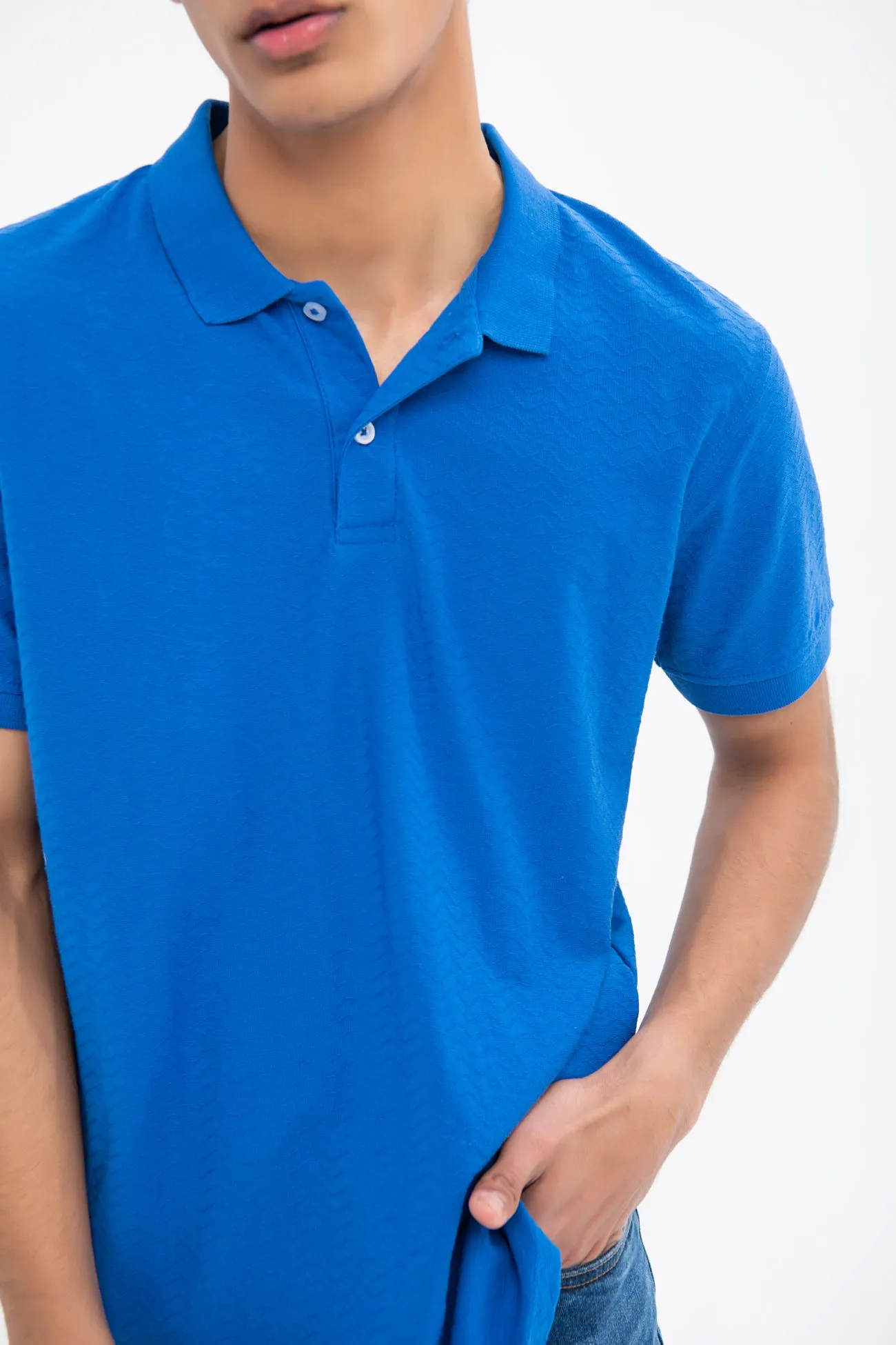 TEXTURED COTTON POLO SHIRT