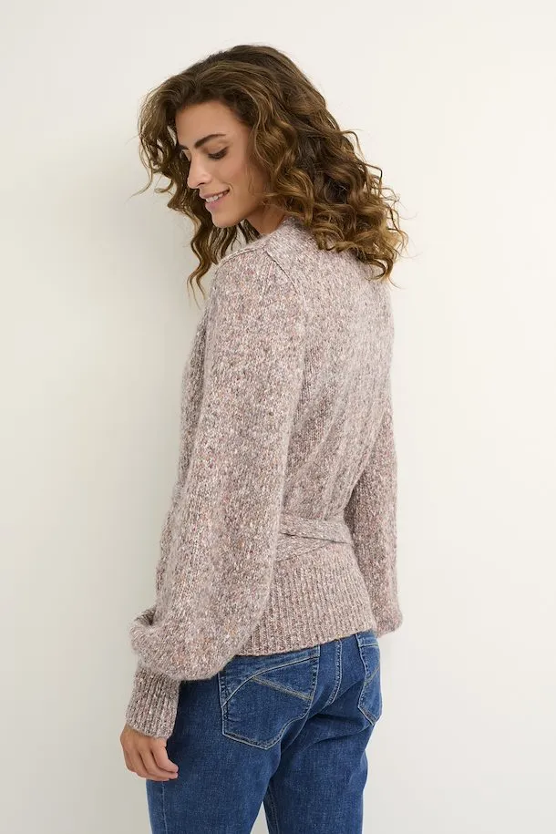 The Kiara Knit Wrap Cardigan - Taupe Mix - PLUS