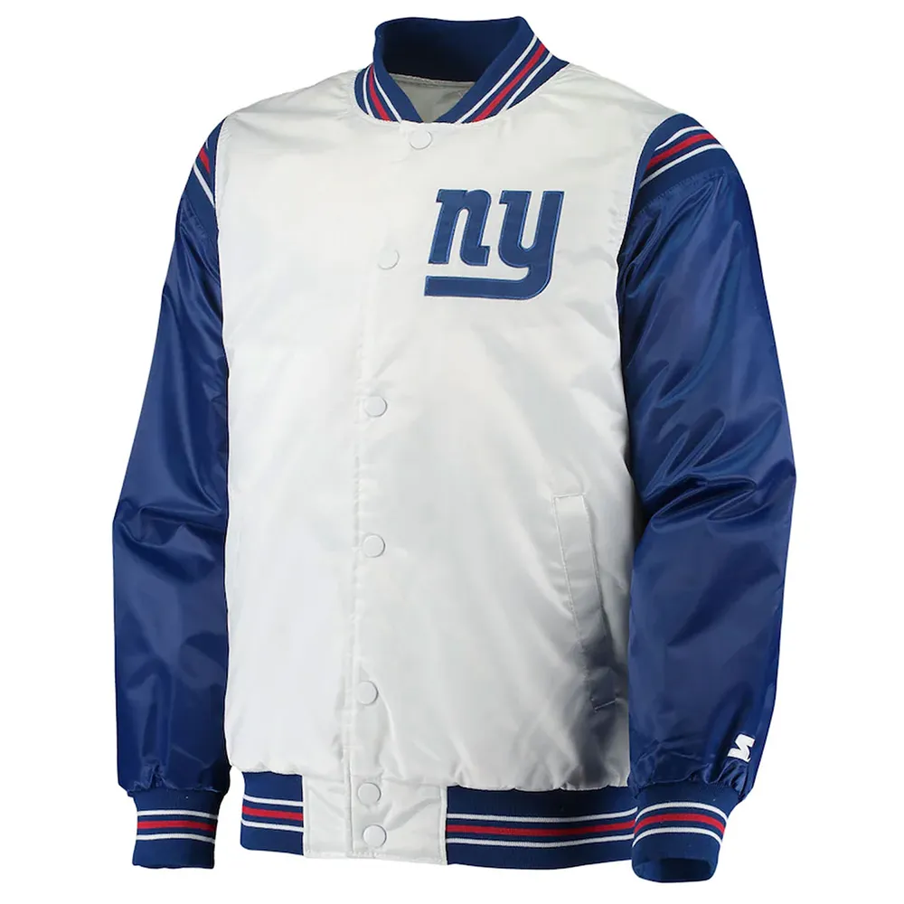 Throwback NY Giants Varsity White/Blue Varsity  Satin Jacket