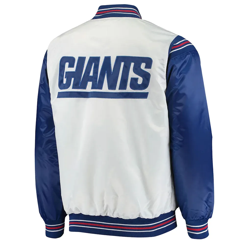 Throwback NY Giants Varsity White/Blue Varsity  Satin Jacket