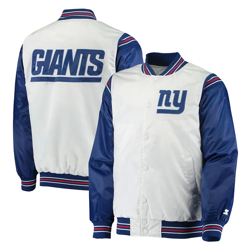 Throwback NY Giants Varsity White/Blue Varsity  Satin Jacket