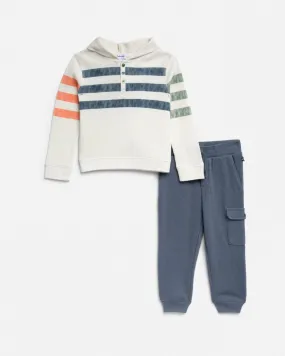 Toddler Boy Autumn Stripe Hood Set