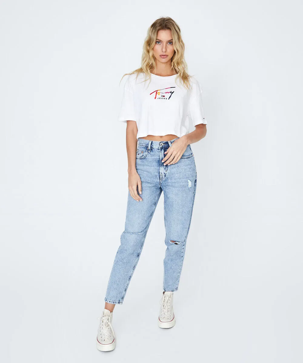 Tommy Jeans Tjw Cropped Script T-shirt White