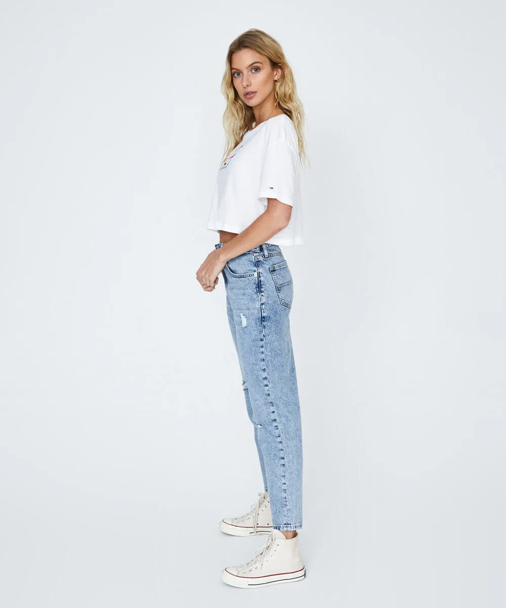 Tommy Jeans Tjw Cropped Script T-shirt White