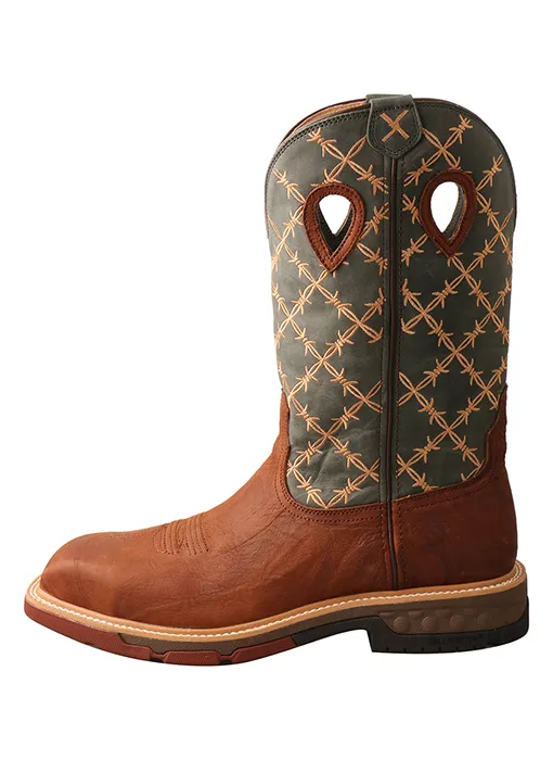 Twisted X Mens Nano Composite Toe Western Work Boot(MXBN002)- Mocha/Slate