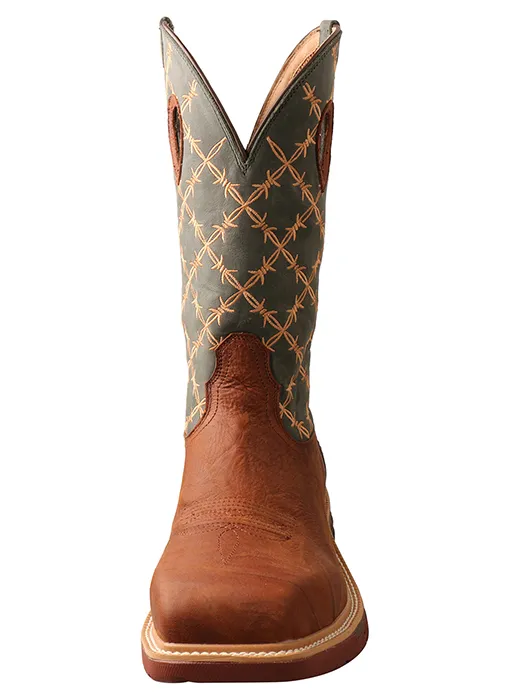 Twisted X Mens Nano Composite Toe Western Work Boot(MXBN002)- Mocha/Slate