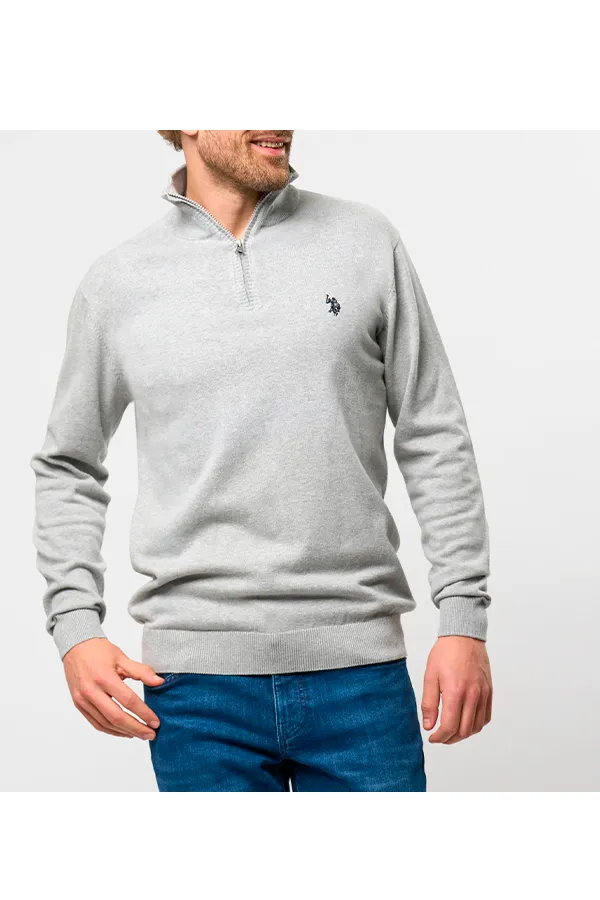 U.S. POLO ASSN. Half-Zip Knit Brison Light Grey