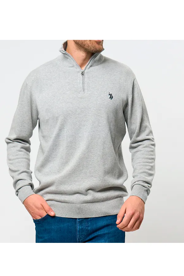 U.S. POLO ASSN. Half-Zip Knit Brison Light Grey