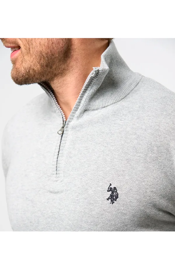 U.S. POLO ASSN. Half-Zip Knit Brison Light Grey