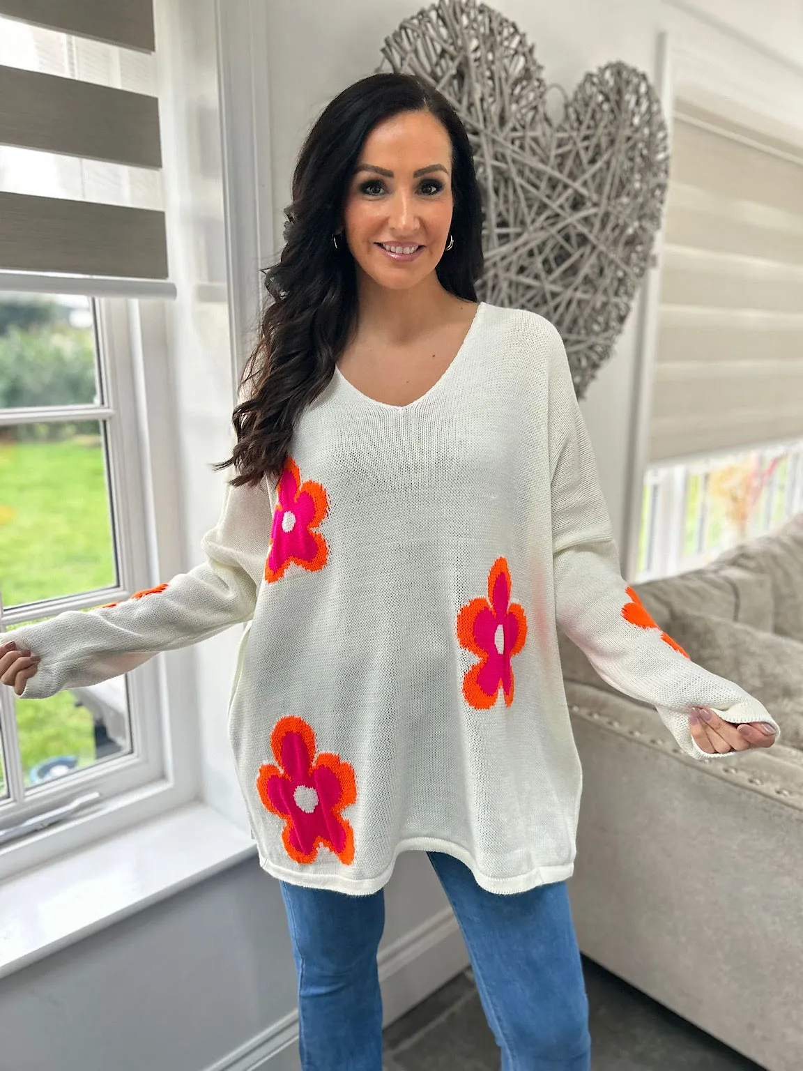 Vanilla Vibrant Flower Knit Zoe