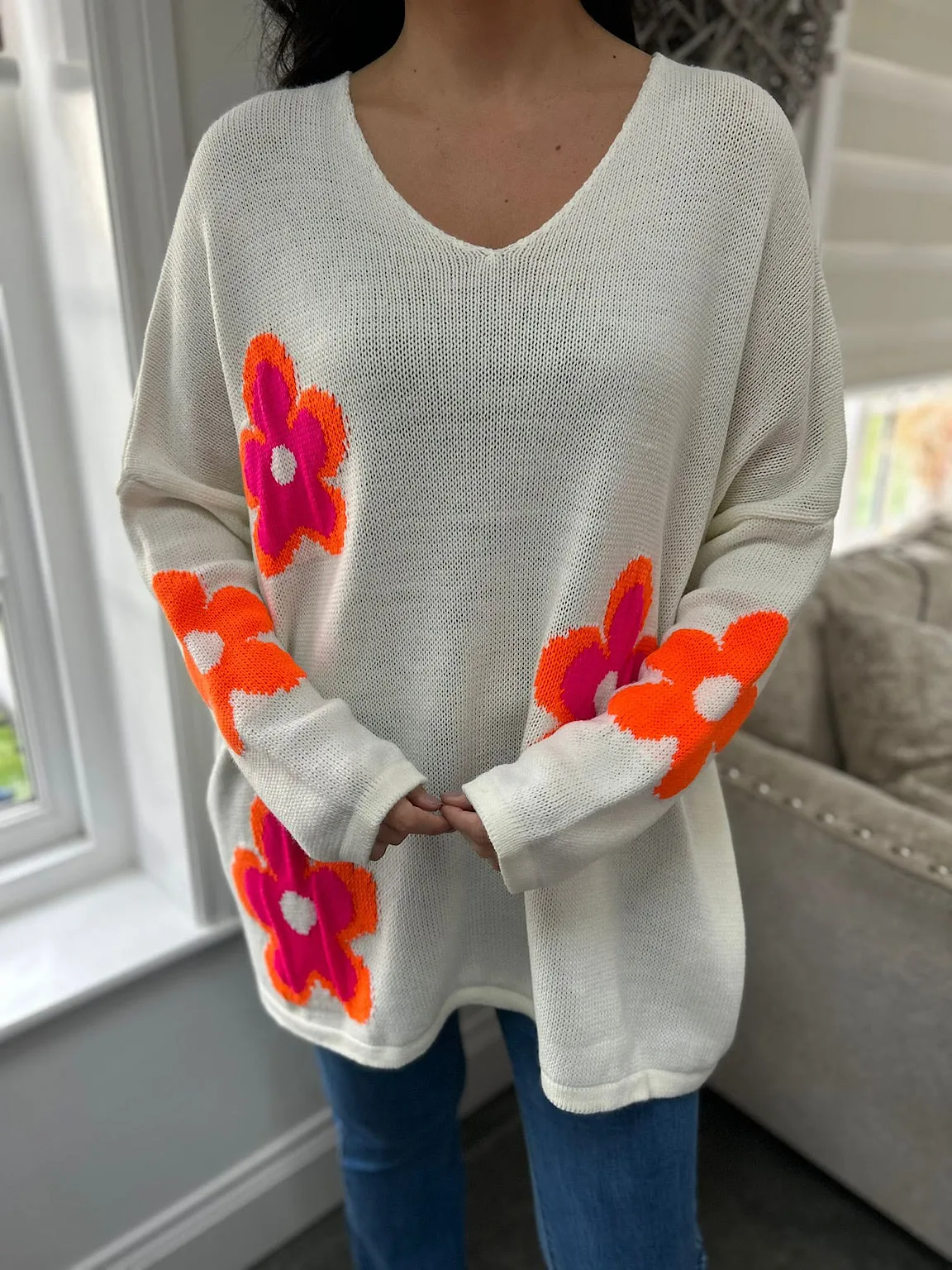 Vanilla Vibrant Flower Knit Zoe