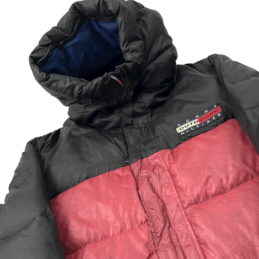 Vintage 90s Black + Red Tommy Hilfiger Outdoors Puffer Coat/ Jacket - Extra Large