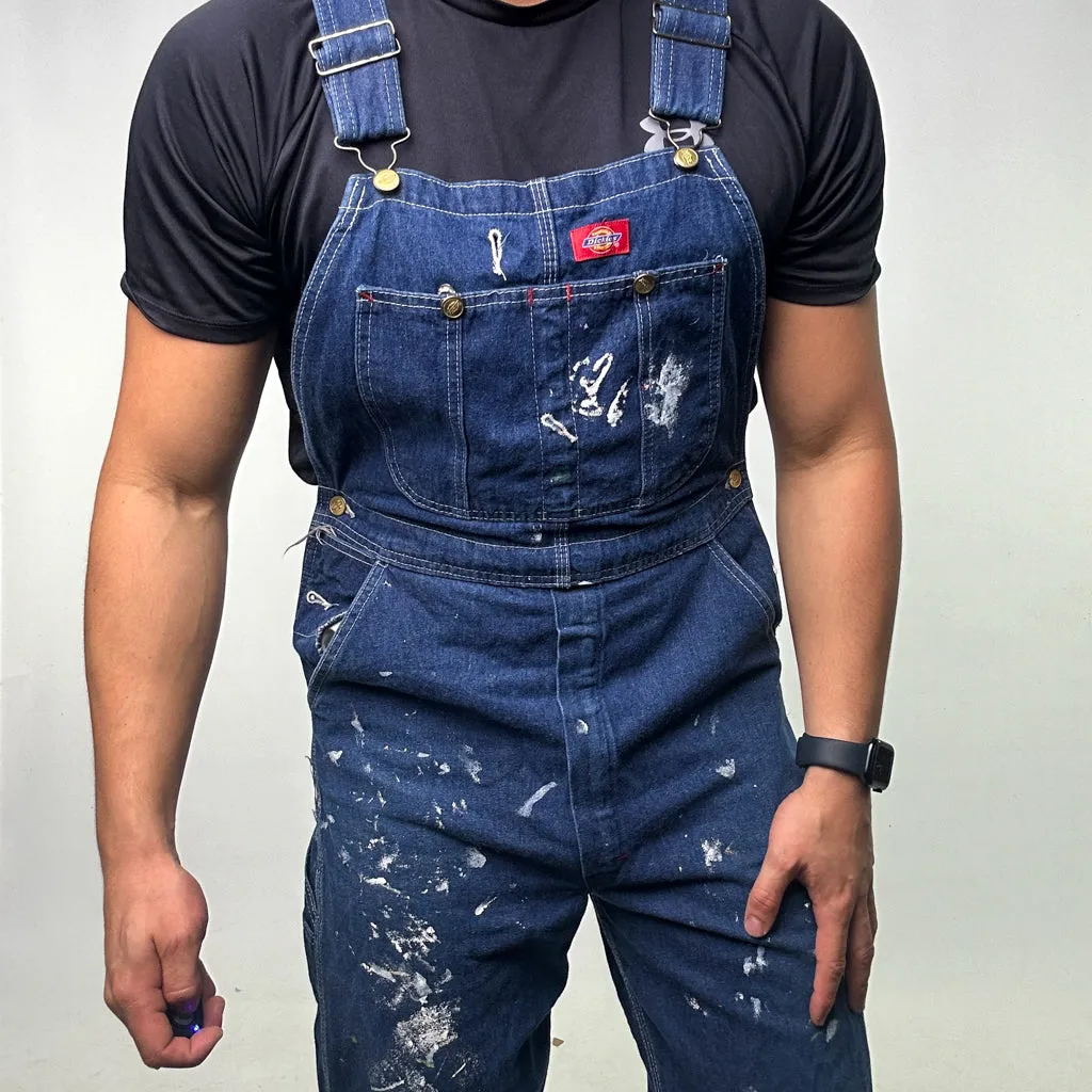 Vintage Blue Dickies Carpenter Dungarees Trousers Pants Jeans (34x34)