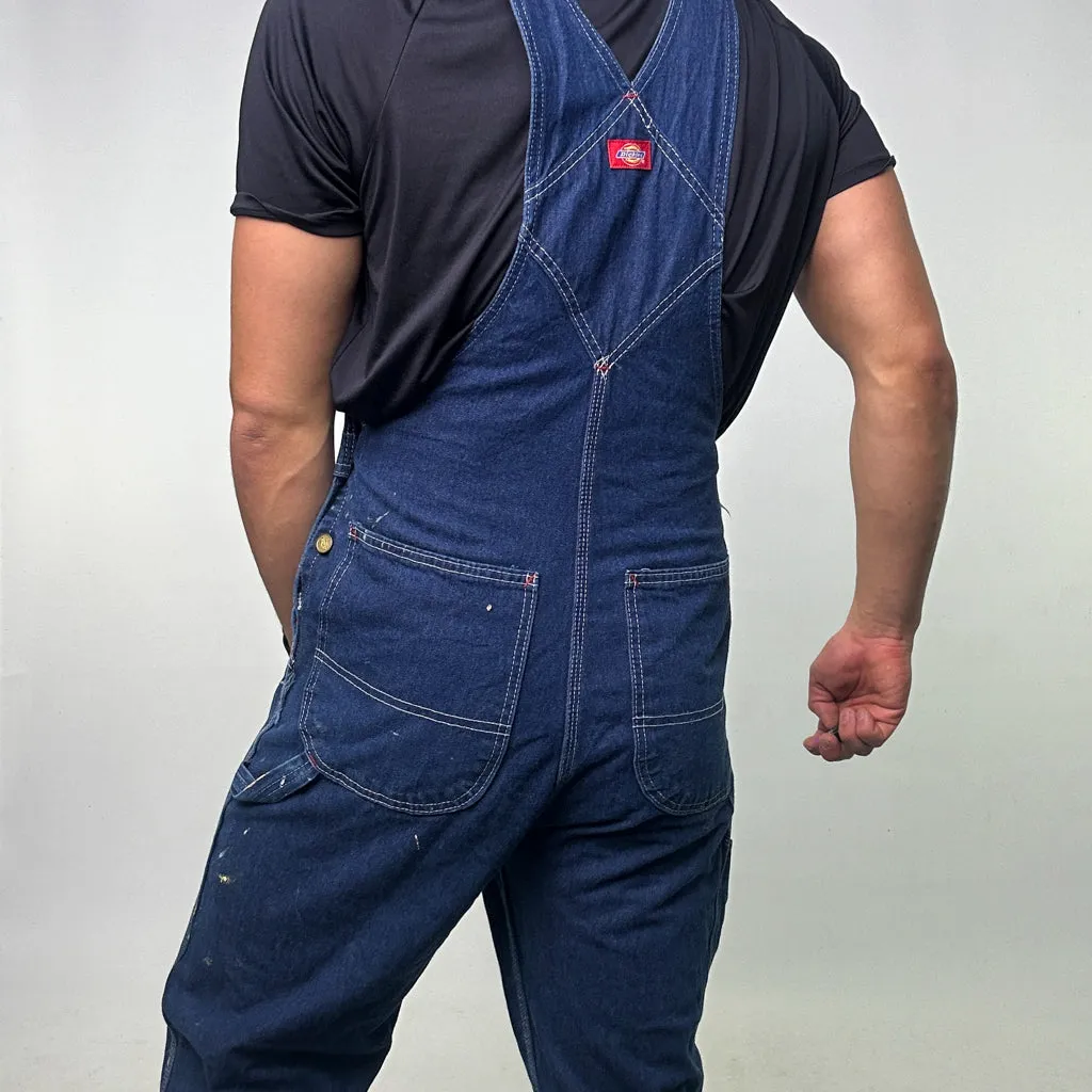 Vintage Blue Dickies Carpenter Dungarees Trousers Pants Jeans (34x34)