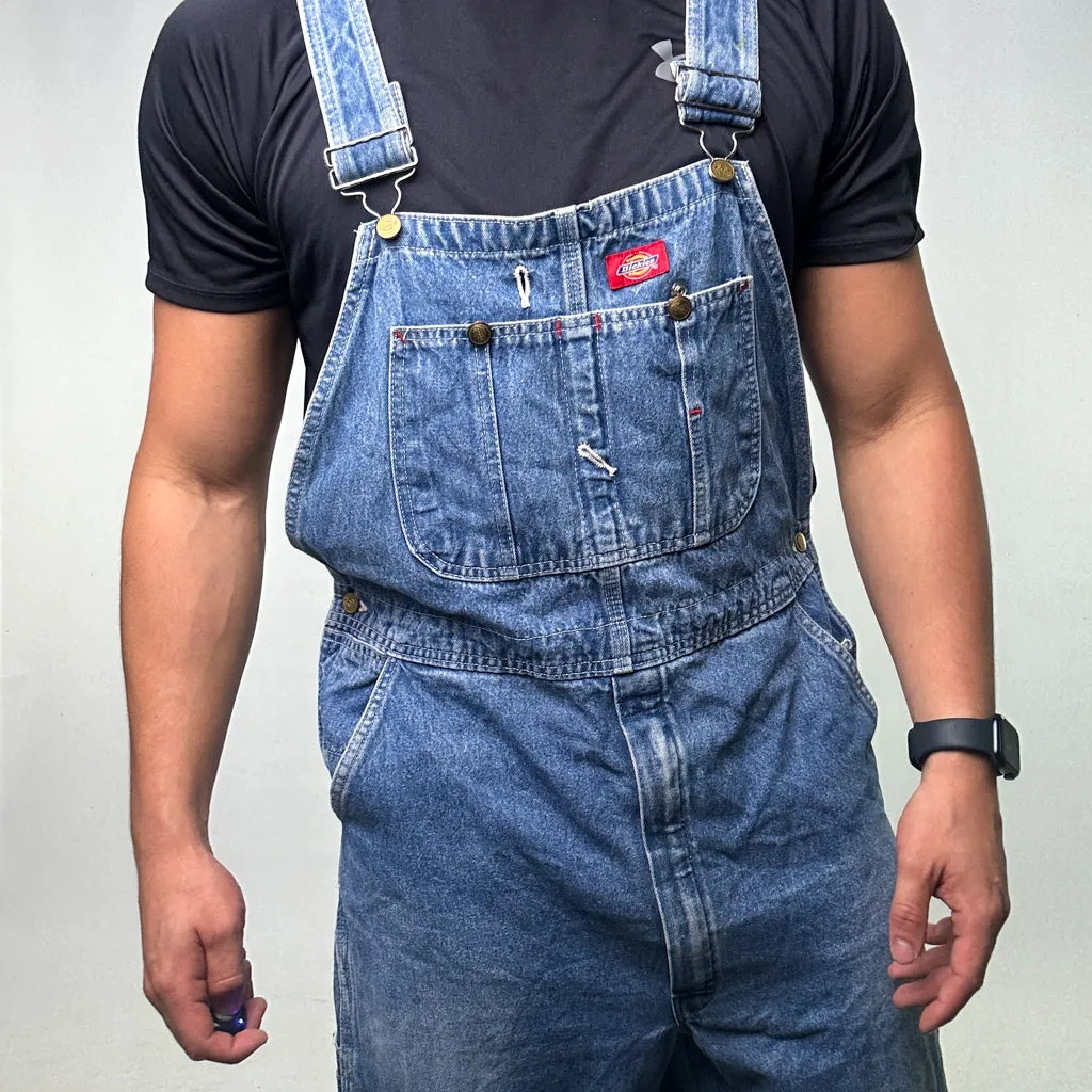 Vintage Blue Dickies Carpenter Dungarees Trousers Pants Jeans (38x30)