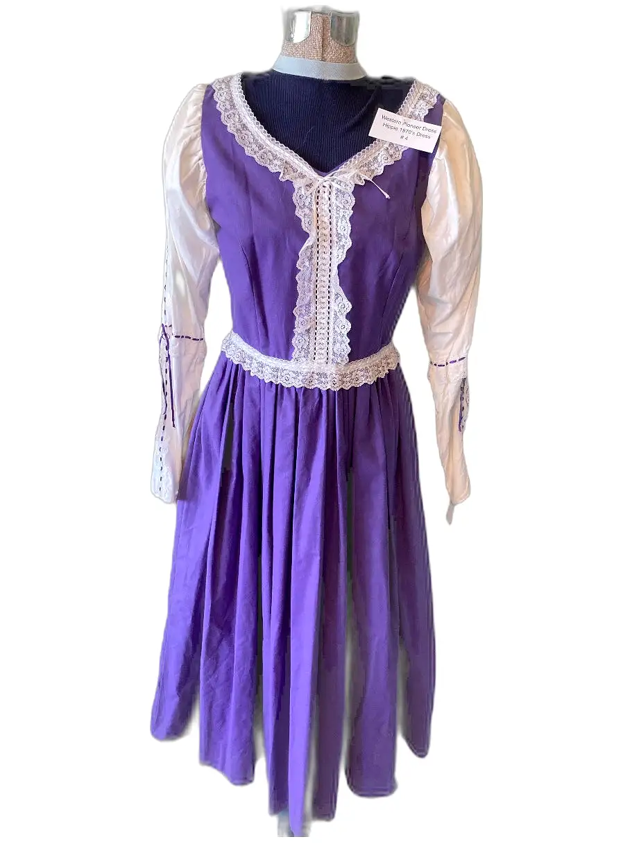 Western Pioneer Purple Sm Dress, Ladies Melodrama 70's Hippie Costume