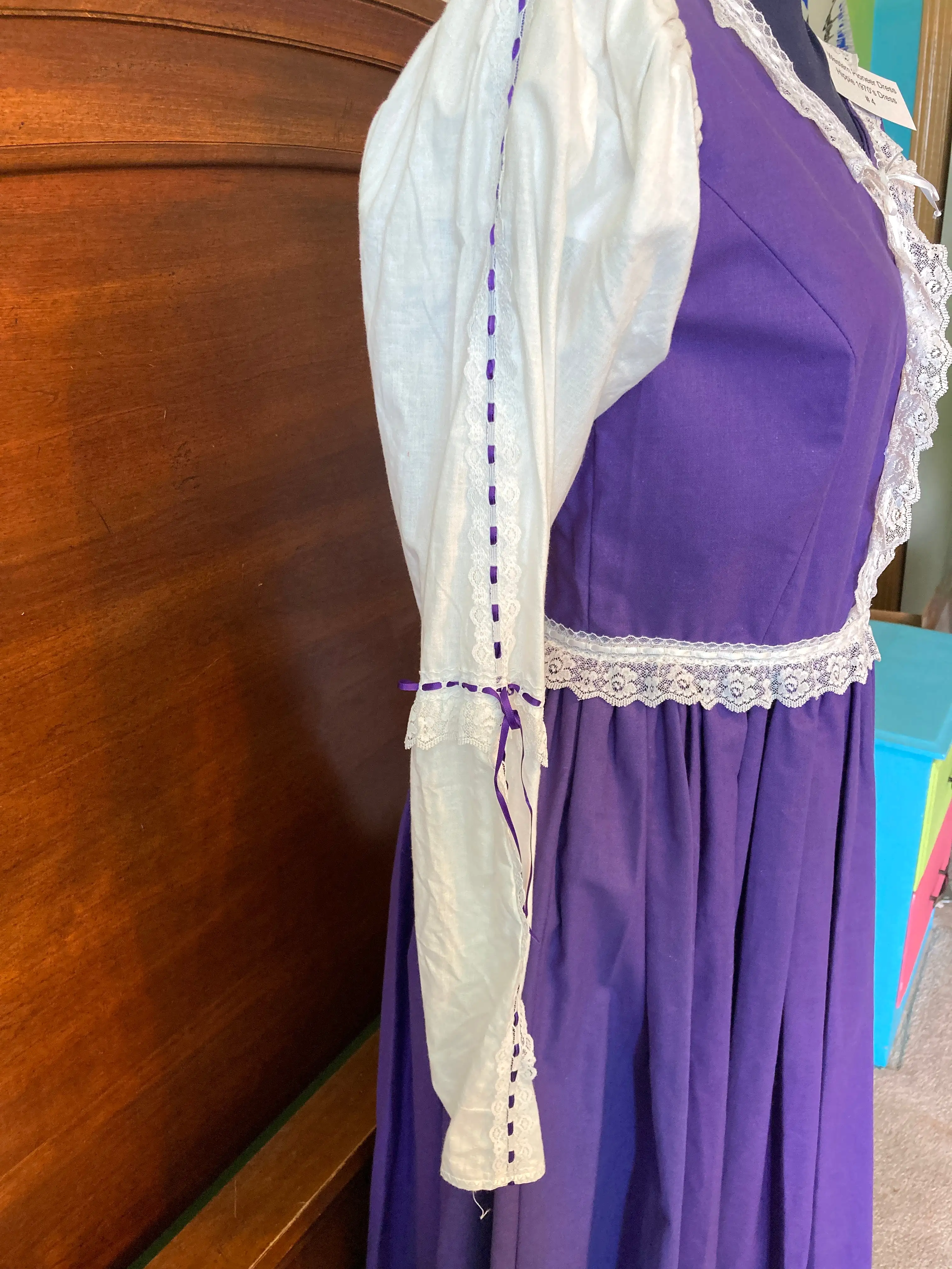 Western Pioneer Purple Sm Dress, Ladies Melodrama 70's Hippie Costume