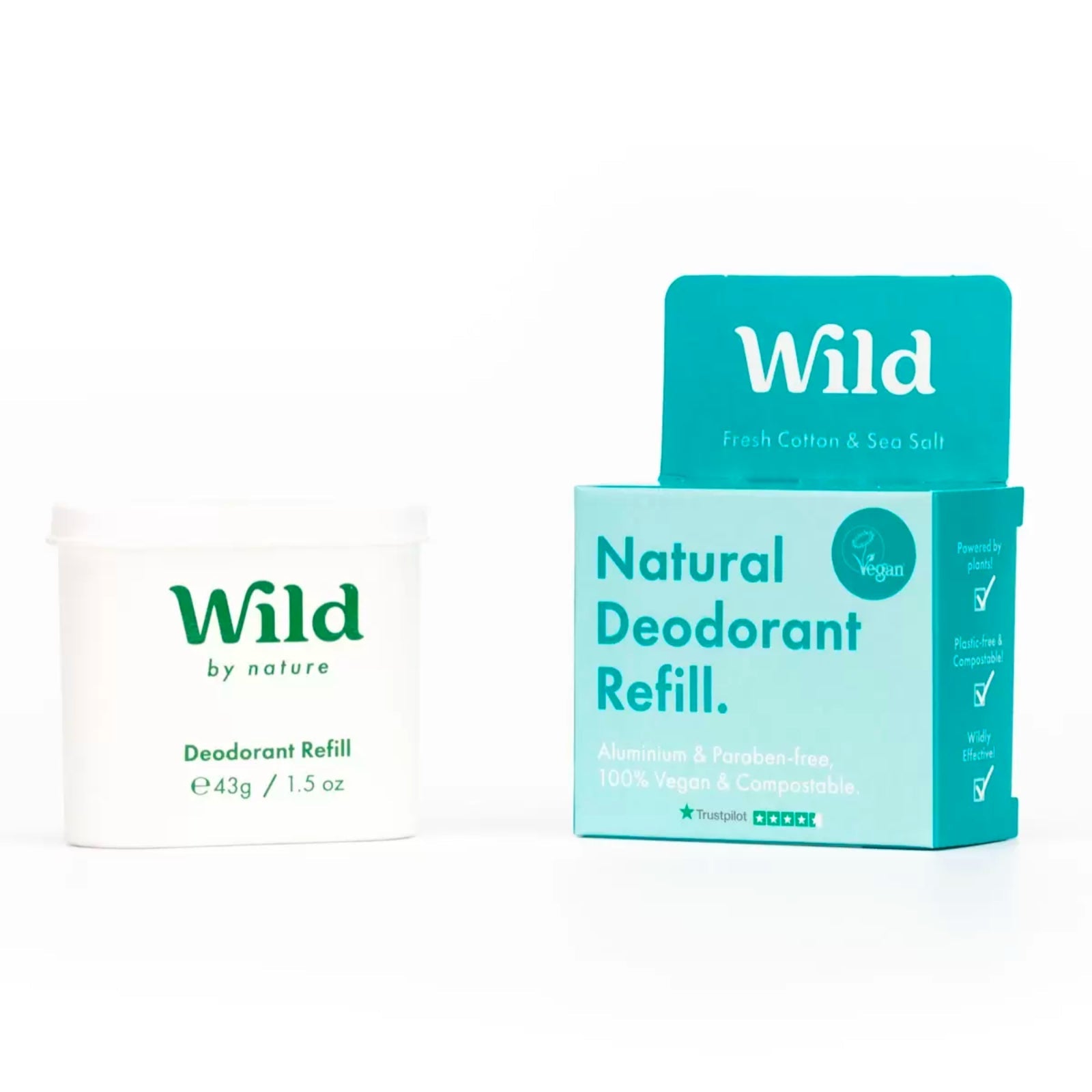 Wild | Natural Deodorant Refill | Fresh Cotton and Sea Salt