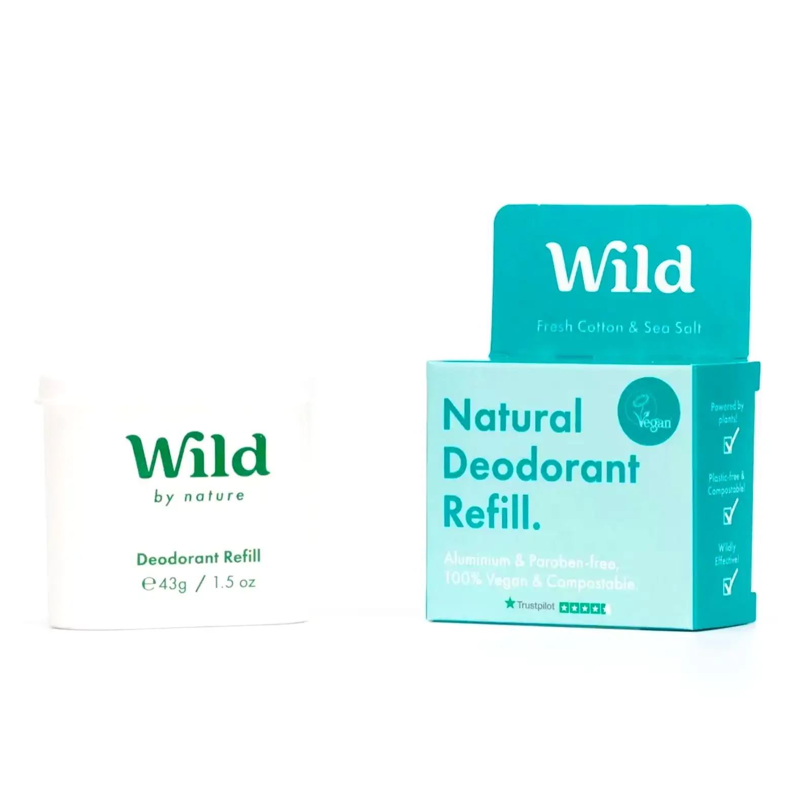 Wild | Natural Deodorant Refill | Fresh Cotton and Sea Salt