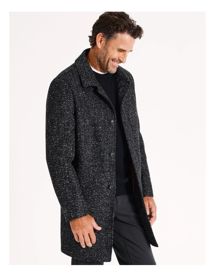 Wilson Textured Wool Blend Car Coat in Navy