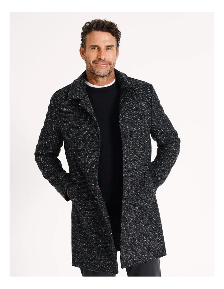 Wilson Textured Wool Blend Car Coat in Navy