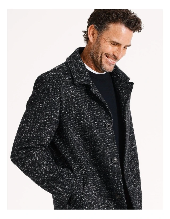 Wilson Textured Wool Blend Car Coat in Navy