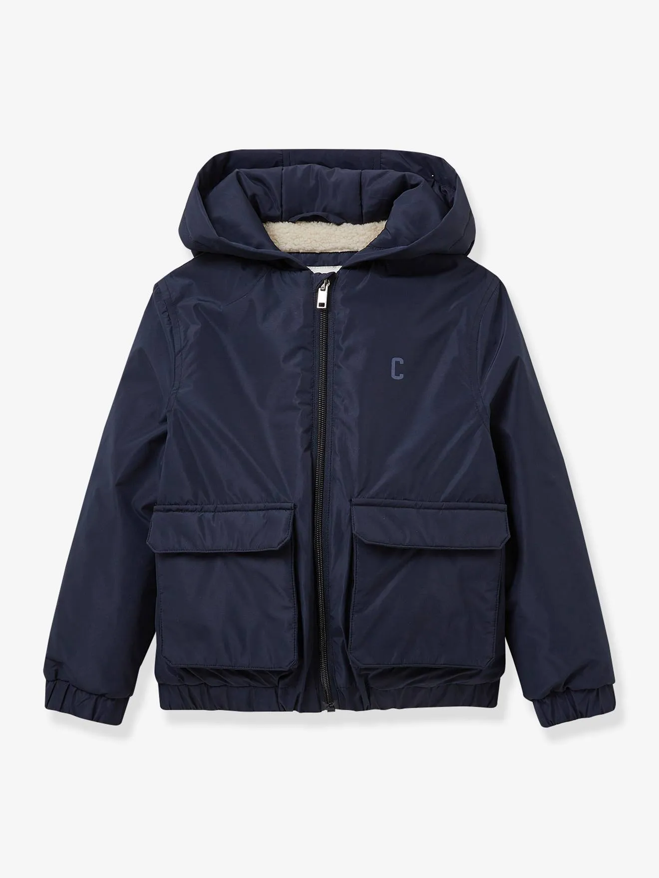 Windcheater Jacket Lined in Sherpa, by CYRILLUS - navy blue