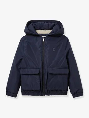 Windcheater Jacket Lined in Sherpa, by CYRILLUS - navy blue