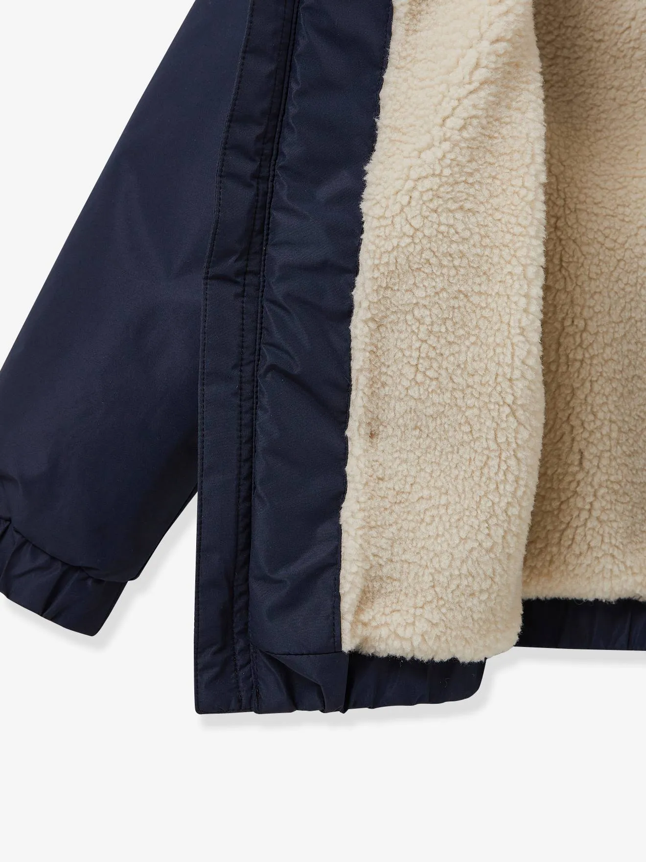 Windcheater Jacket Lined in Sherpa, by CYRILLUS - navy blue