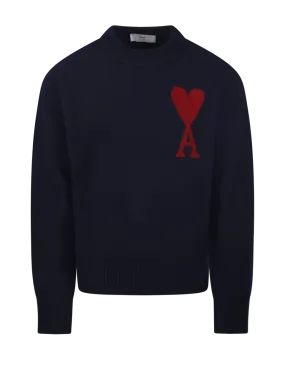 WOMAN AMI DARK BLUE WOOL SWEATSHIRT