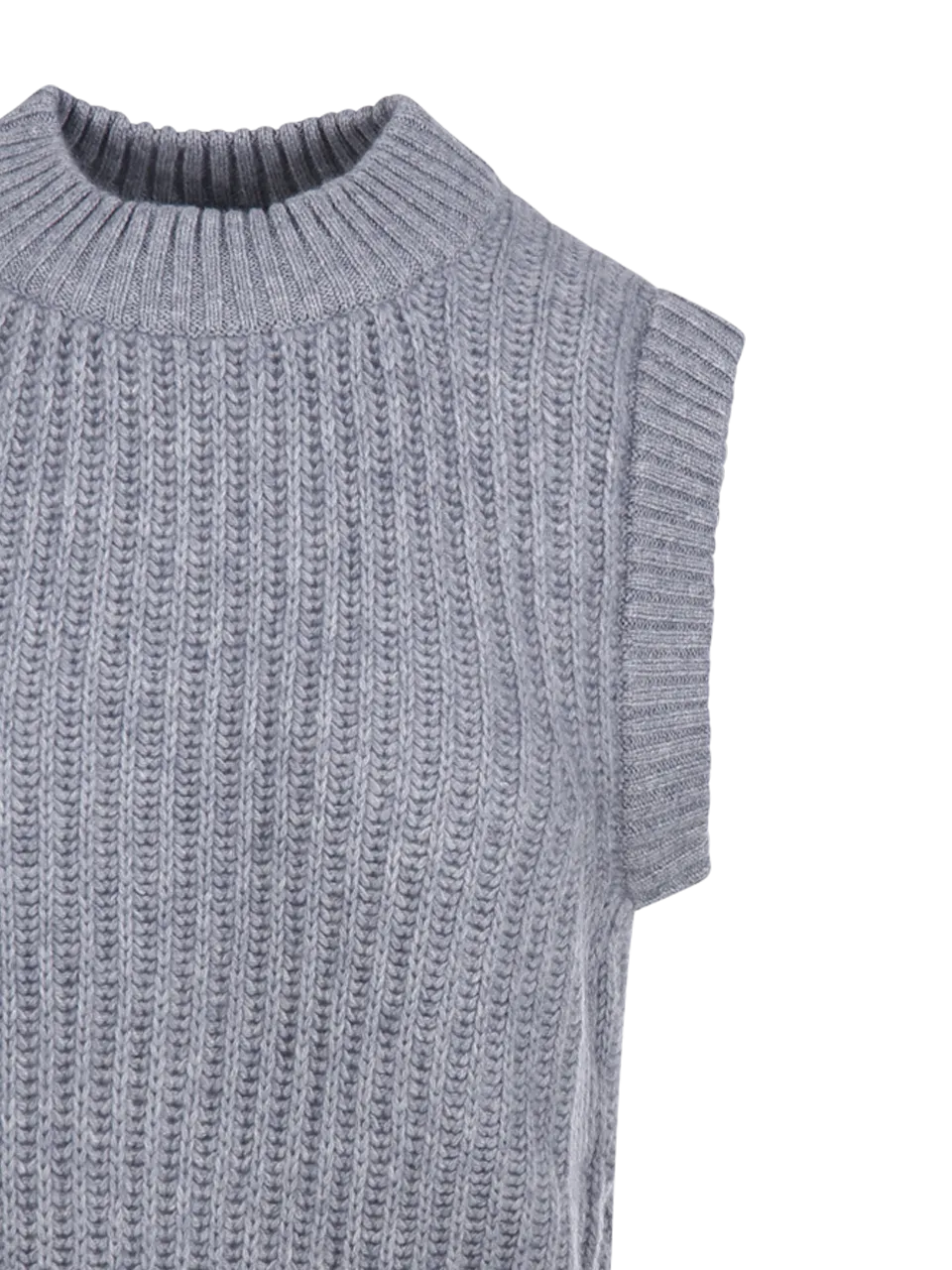 WOMAN BE YOU LIGHT GREY CASHMERE LADY34 VEST SWEATER