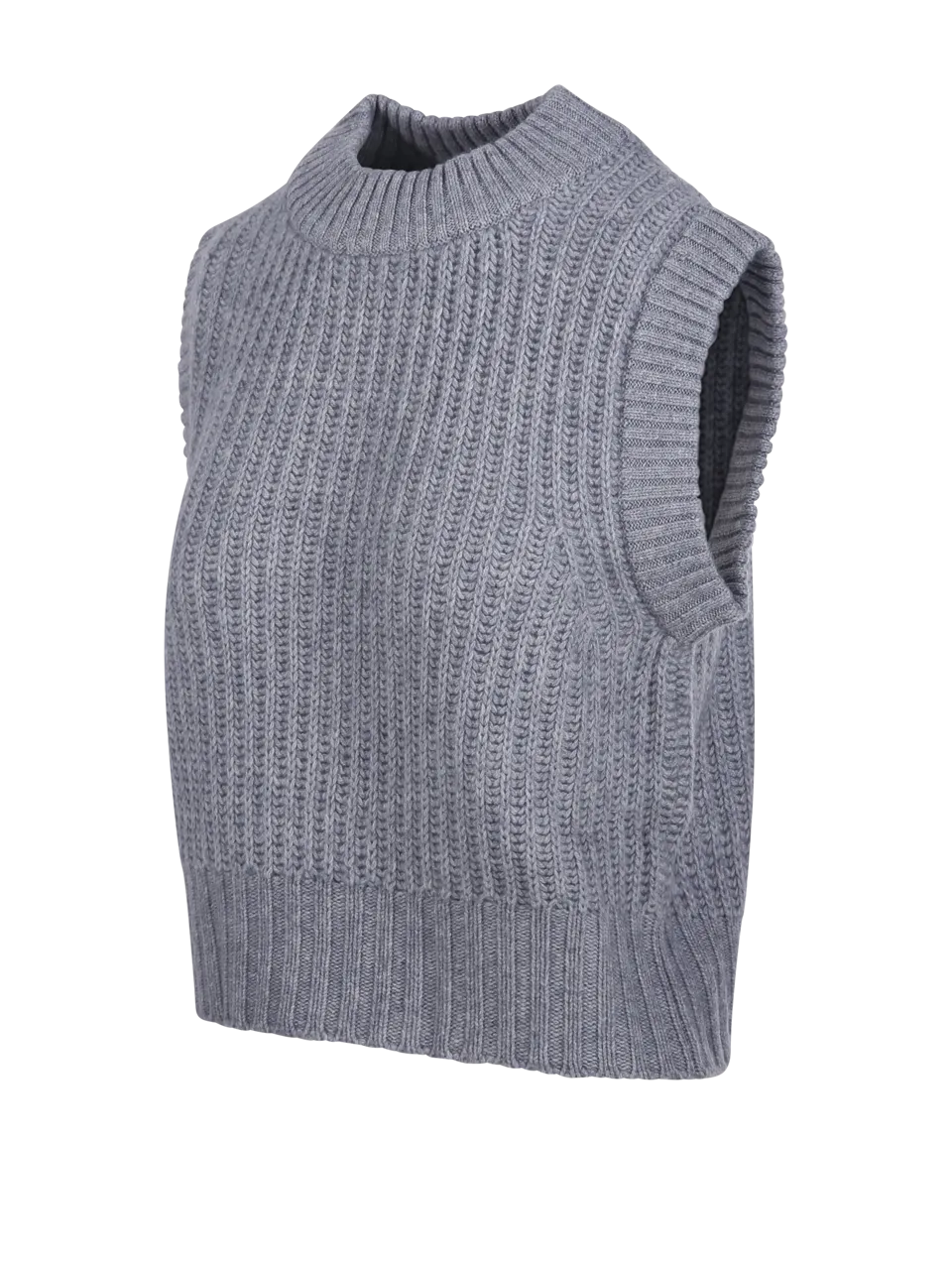 WOMAN BE YOU LIGHT GREY CASHMERE LADY34 VEST SWEATER