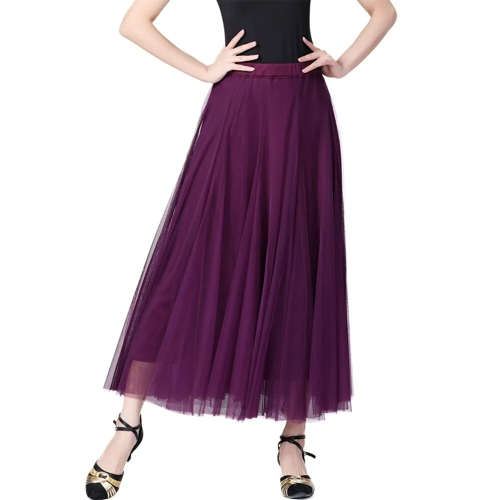 Women Long Tulle Maxi Mesh Skirt for Dance Performance Costume Party Carnival Outfit Ankle Length  A Line Belly Dance Skirt