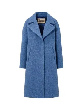 Women s Wide Lapel Ribbed Knit Coat Blue 271844