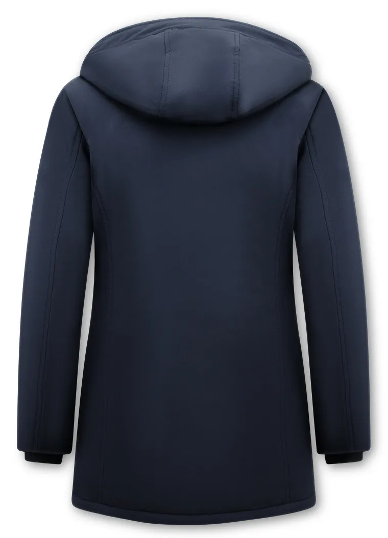 Women Winter Coat Plain Navy