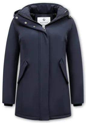 Women Winter Coat Plain Navy