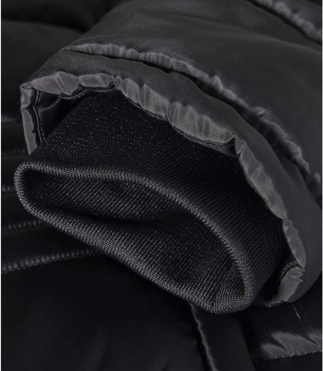 Women's Black Padded Jacket with Faux-Fur Hood - Water-Repellent  