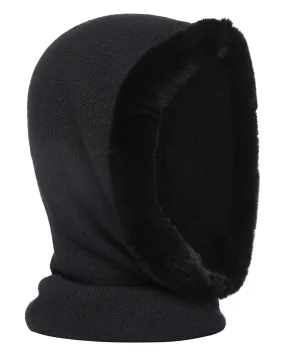 Women's Fur Trim Ski Hood Black