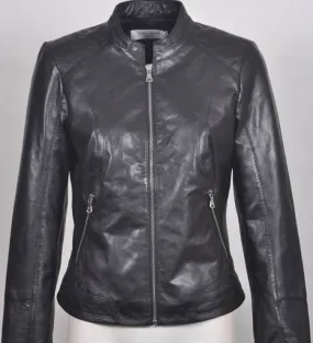 Women's Italian Leather Zip Jacket SR330035