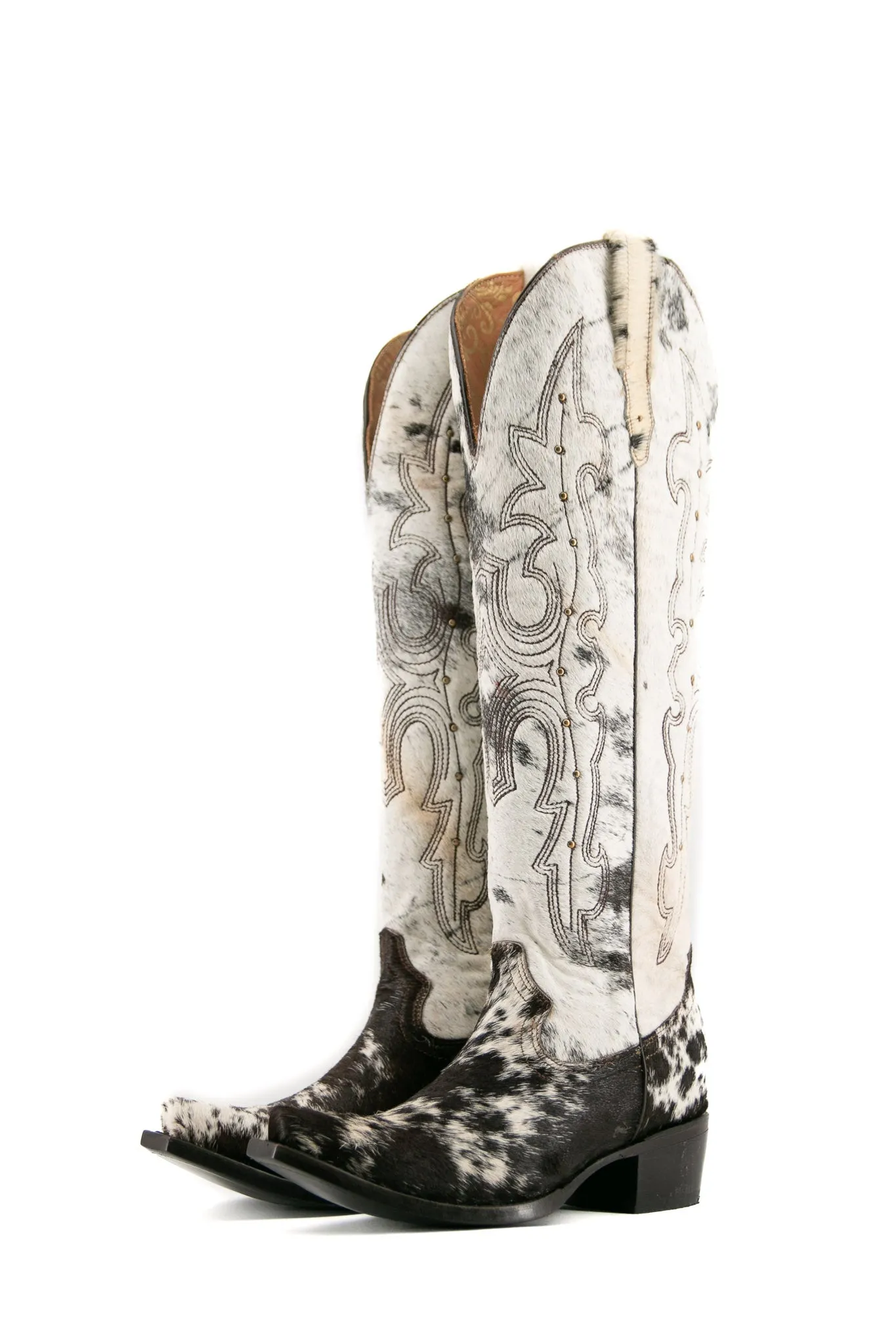 Women's Tall Cowhide Studded Snip Toe Cowgirl Boot Size 7 Box JW113