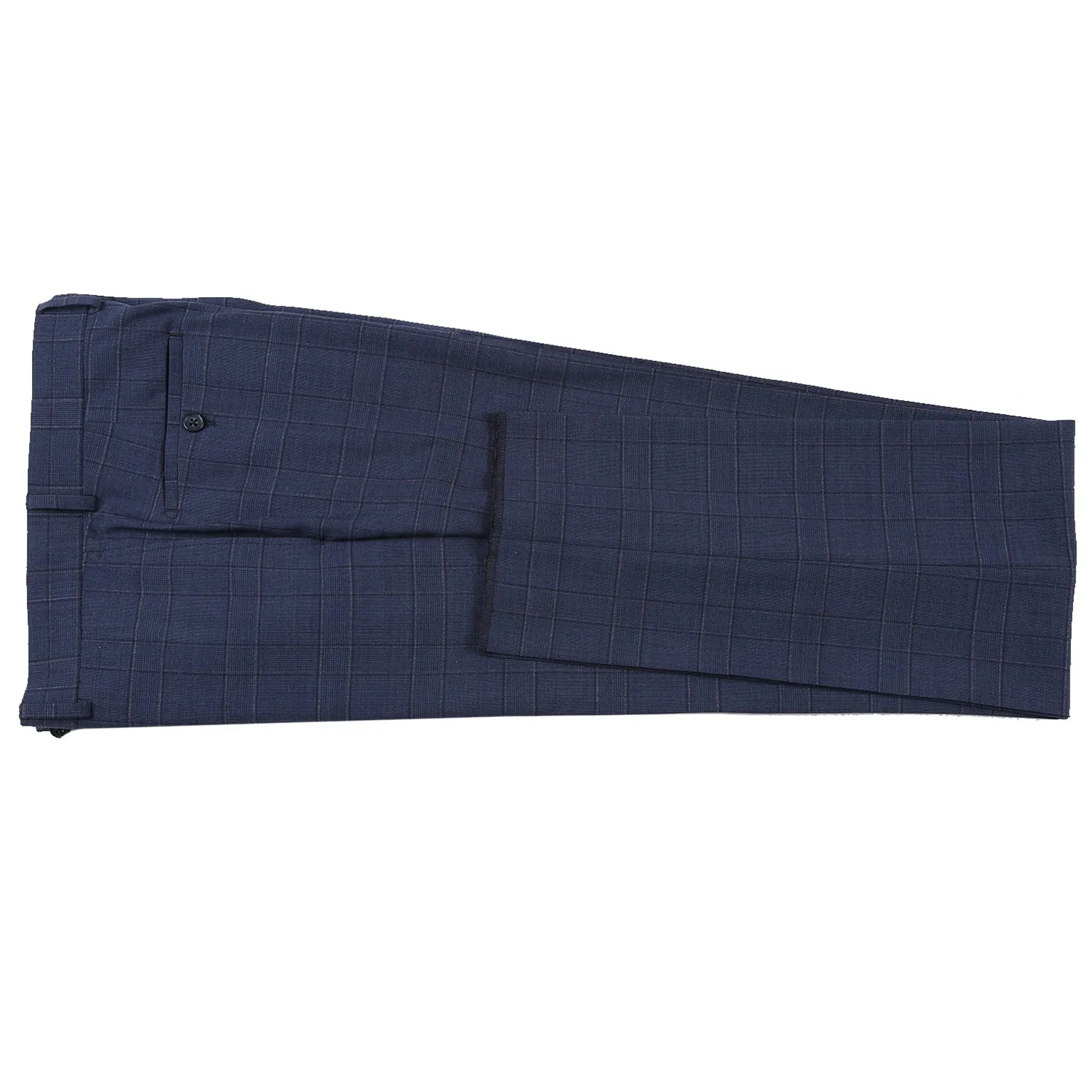 Wool Stretch Double Breasted SLIM FIT Suit in Prussian Blue Windowpane Check (Short, Regular, and Long Available) by English Lau