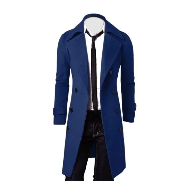 Xituodai Fashion Brand Autumn Jacket Long Trench Coat Men's High Quality Self-cultivation Solid Color Men's Coat Double-breasted